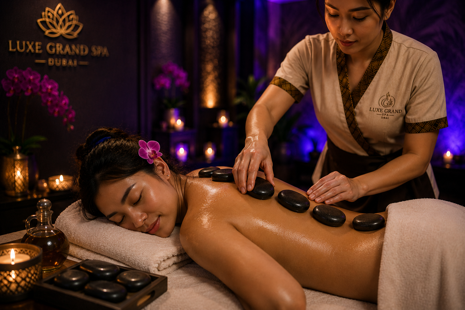 Hot Oil / Hot Stone Massage at Luxe Grand Spa
